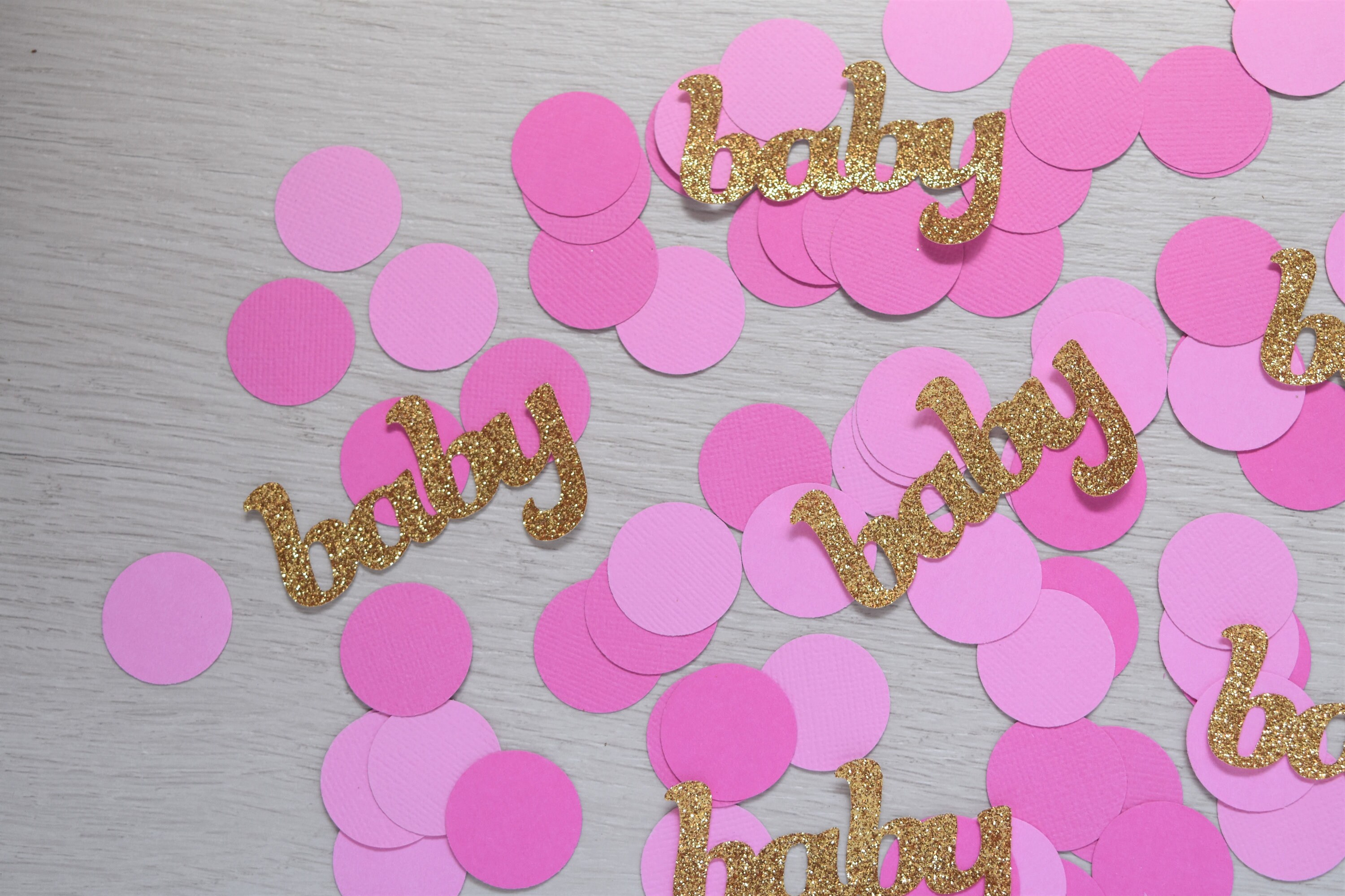 Pink and Gold Baby Confetti, Pink Baby Shower Decorations, Girl Baby