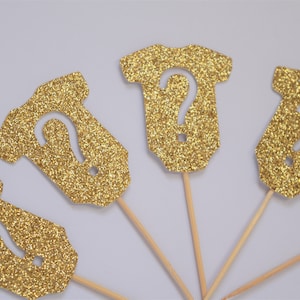 Gold Gender Reveal Cupcake Toppers, Gender Reveal Party Decorations, Gender Reveal Baby Shower Decorations, Gold Gender Reveal Decorations