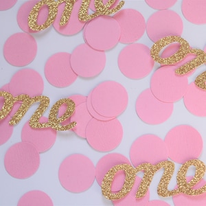 Rosa und Gold ersten Geburtstag Konfetti, rosa und Gold Geburtstag Dekorationen, ersten Geburtstag Party Dekorationen, 1. Geburtstag Dekoration, ein