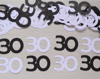 Black and White 30 Confetti, 30th Birthday Decorations, 30th Birthday Party Decorations, Thirty Birthday Decorations, Black and White Party