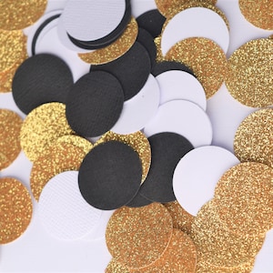 Confeti negro, blanco y oro, decoraciones de fiesta de cumpleaños, decoraciones de fiesta de cumpleaños hito, decoraciones de fiesta 40, 50 cumpleaños