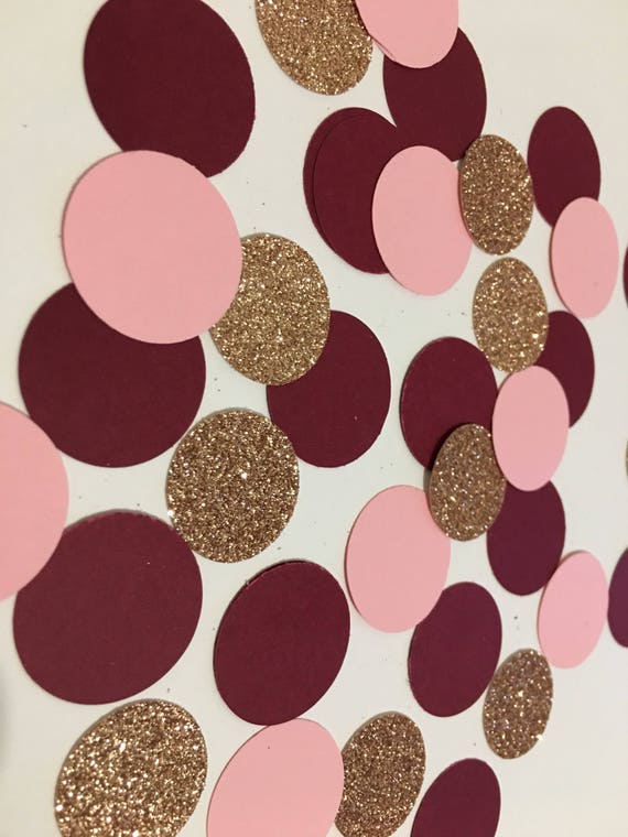 Pink Burgundy and Rose Gold Confetti Pink Burgundy and Rose Gold Decorations  Engagement Party Bridal Shower Partys Party Decorations 