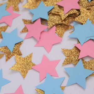 Pink, Blue and Gold Star Confetti, Twinkle Twinkle Party Decorations, Gender Reveal Decorations, Twinkle Twinkle Little Star baby shower