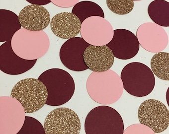 Pink Burgundy and Rose gold Confetti | Pink Burgundy and Rose Gold Decorations | Engagement Party | Bridal Shower Partys | Party Decorations