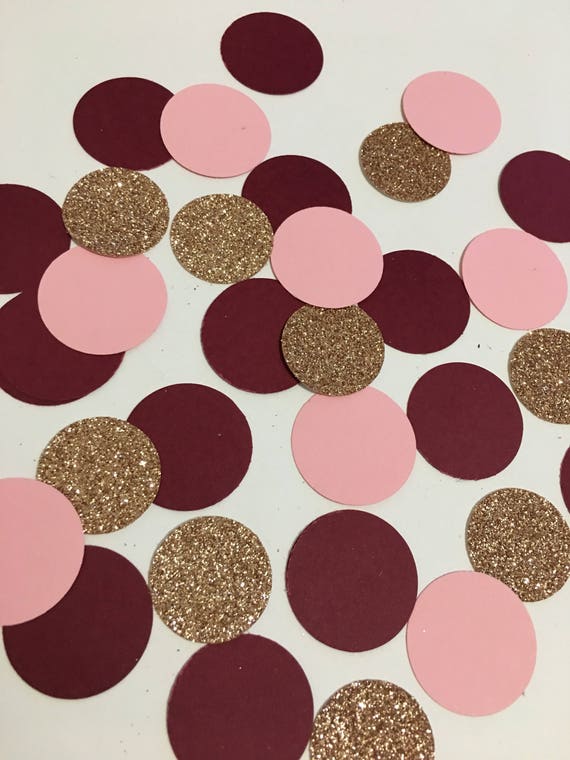 Pink Burgundy and Rose Gold Confetti Pink Burgundy and Rose Gold Decorations  Engagement Party Bridal Shower Partys Party Decorations 