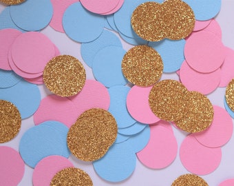 Roze en blauwe geslacht onthullen confetti, geslacht onthullen feestdecoraties, baby shower decoraties, geslacht onthullen baby shower decoraties,