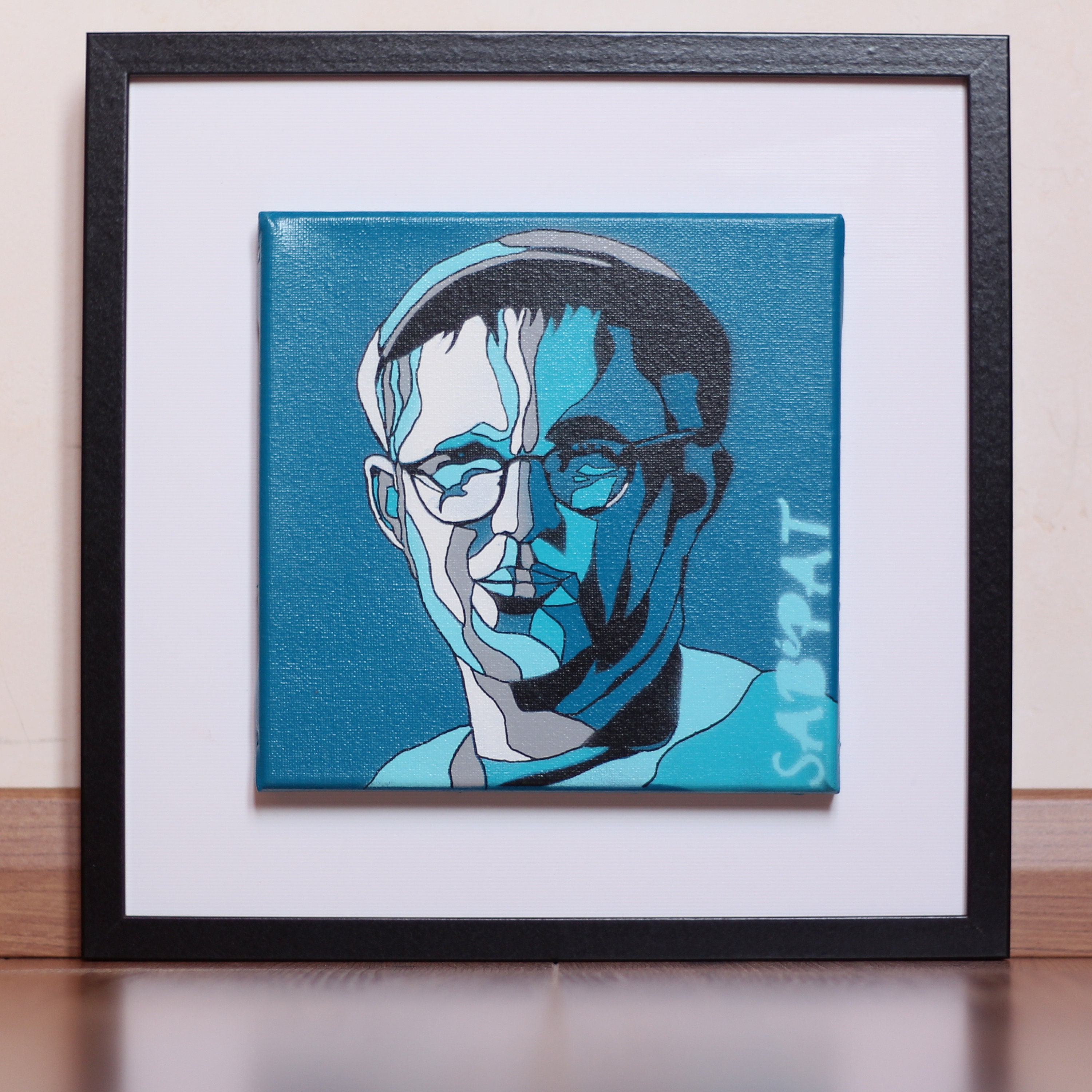 Portrait Façon Puzzle d'un Homme Au Béret Bleu - Blue Man