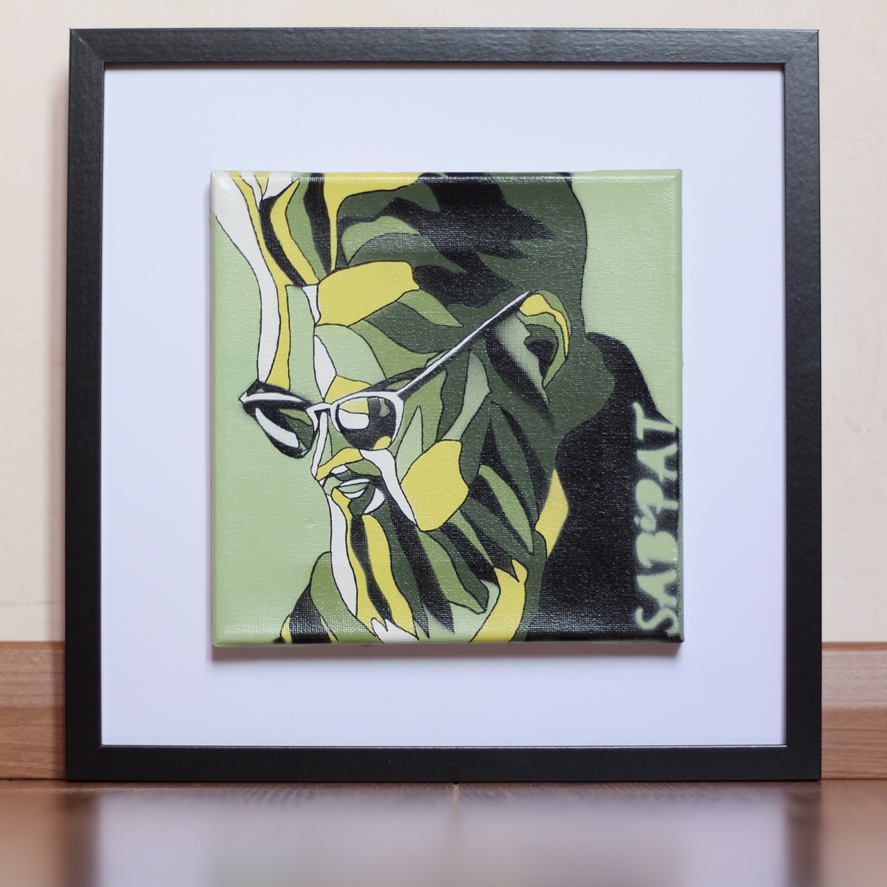 Portrait Façon Puzzle d'un Homme Hipster Barbu - Green Man