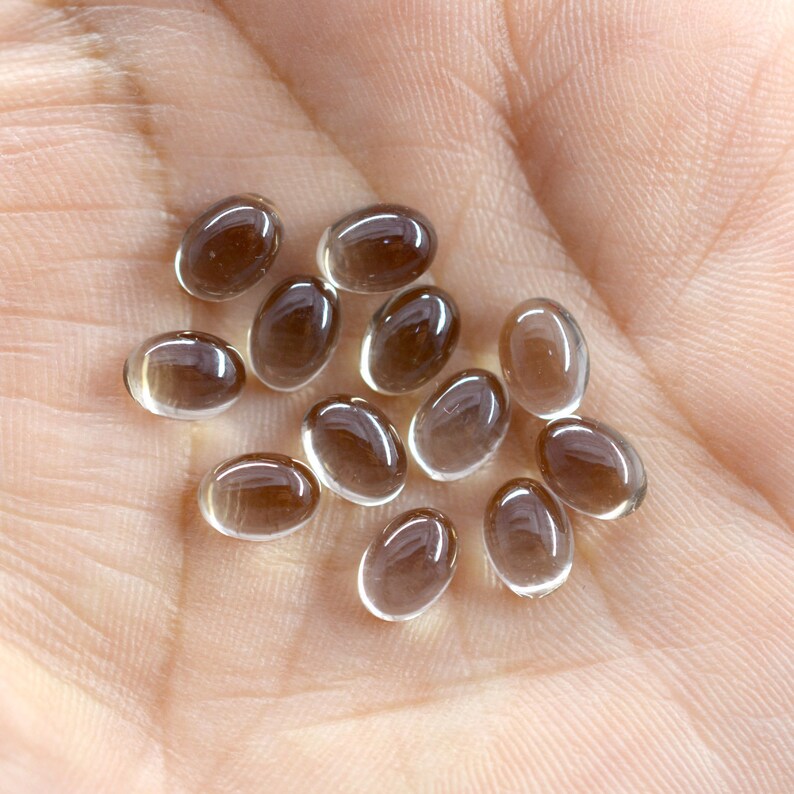 Smokey Quartz Oval Plain Cabochon gems 4x6 5x7 6x8 mm 100/% Natural Gemstones in Different Size Quantity For Jewellery
