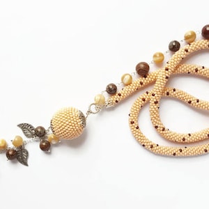 Lariat de perles - Collier de perles de rocaille - Boule de perles - Collier de perles au crochet - Gland - Corde - Bijoux - Collier tendance - Cadeau pour elle