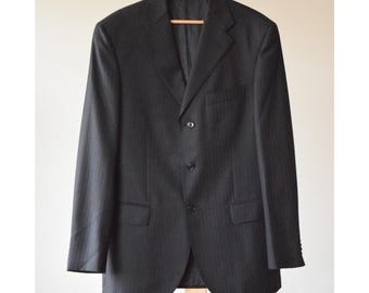 Giacca da uomo vintage Ermenegildo Zegna made in Italy in lana australiana 52/54 M/L, blazer sportivo a righe nere, vestibilità classica regolare