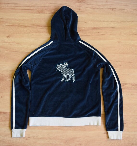 Buy RARE Abercrombie Fitch Vintage Size S M Womens Girls Velvet Hoodie Sweatshirt Navy Blue White Online in India Etsy