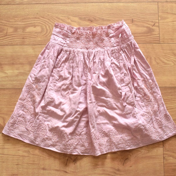 Odd Molly Größe 2 M/L schöner rosafarbener Rock elastisch Taille knielang 100% Baumwolle leichte Sommer