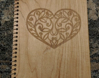 Decorative heart wooden notebook