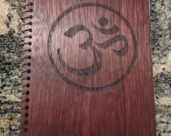 Om wooden notebook