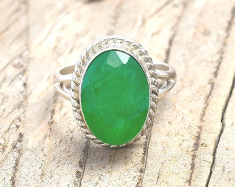 SALE - Natural Margaj Ring-Green Gemstone Ring-925 Sterling Silver Ring-Engagement & Wedding Ring-Birthstone Rings-Statement Ring-Gift Her