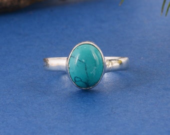 Beautiful Turquoise Ring,925 Sterling Silver,Turquoise Gemstone Ring,Oval Ring,Statement Ring,Handmade Silver Ring,Gift for Women