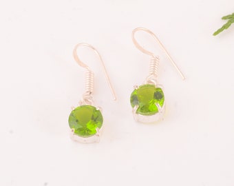 Peridot Quartz Earrings,925 Sterling Silver Earrings,Peridot Drop Earrings,Gemstone Earrings,August Birthday Gift,Gift for Women,Earrings