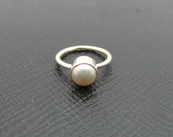 Natural Pearl Ring,handmade ring,Simple Ring,925 Sterling Silver Ring,Pearl Sterling Silver Ring,Dainty Pearl Ring,Gemstone Jewelry,her gift