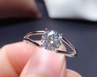 Moissanite Ring, 925 Sterling Silver Ring, Moissanite Silver Ring, Engagement Ring, Wedding Ring, 1Ct Moissanite Ring, Gift for Women, Rings