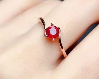 Natural Ruby Ring,925 Sterling Silver,Engagement Ring,Wedding Ring,Luxury Ring,Round Cut Ring,Red Gemstone Ring,Handmade Ring,Gift for Women