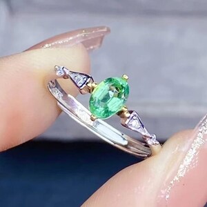 Natural Emerald Ring, 925 Sterling Silver, Emerald Ring, Statement Ring, Engagement Ring, Wedding Ring, Emerald Oval Ring, Gift for Women,