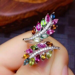 Natural Multi Color Tourmaline Ring, 925 Sterling Silver, Engagement Ring, Tourmaline Ring, Wedding & Luxury Ring, Pear Cut Ring, Ring/Band,