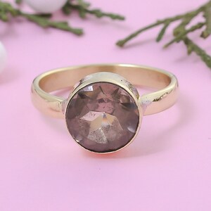 Natural Smoky Quartz Ring-Handmade Silver Ring-925 Sterling Silver Ring-Round Smoky Quartz Ring-Birthstone Ring-Ring for Her-Jewelry Ring.