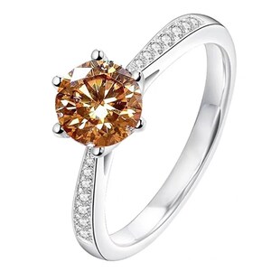 Yellow Moissanite Ring, 925 Sterling Silver, 1ct Moissanite Ring, Engagement Ring, Wedding Ring, Luxury Ring, Round Cut Ring, Gift for Women