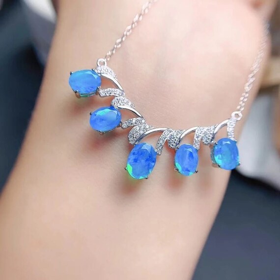 Collana Argento 925 Con Ciondolo Cuore Opale - Gioiello Donna Elegante 45cm