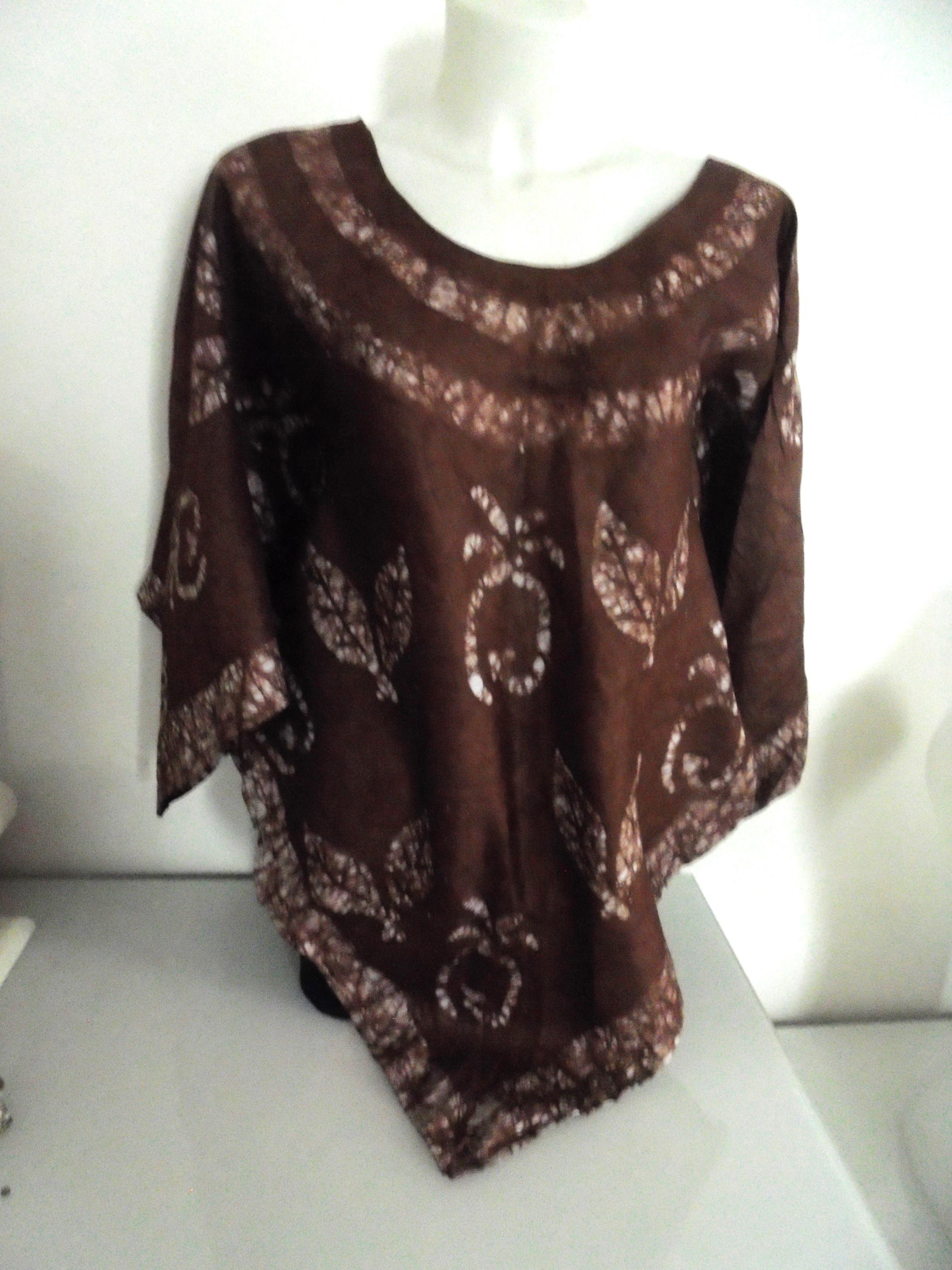 MARTE vintage Asymmetry Batik Tunic Top