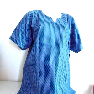 Multicolored tunic in POLYCOTTON wax with Kente pattern