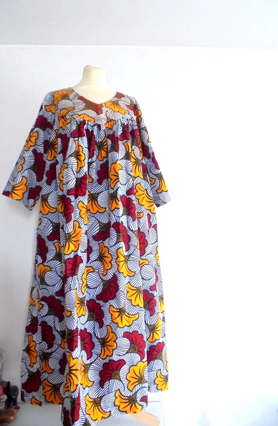 Robe Longue Kaba Boubou En Wax Premium - Style Africain Chic Et Confortable, Taille L+, Bleu Royal