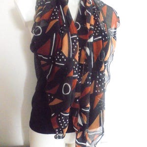Small flowing bogolan muslin scarf