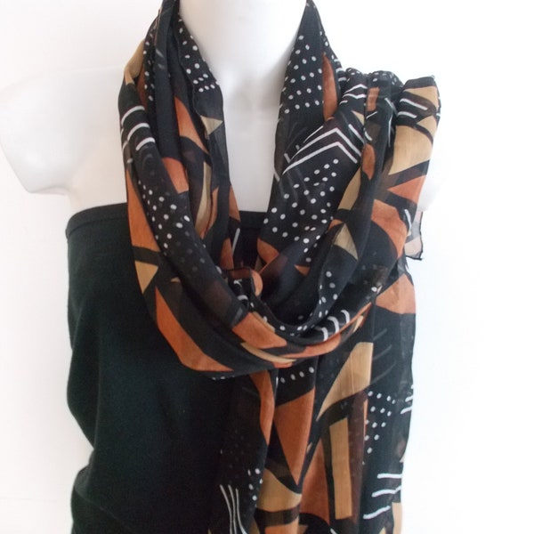 Grand foulard fluide bogolan mousseline