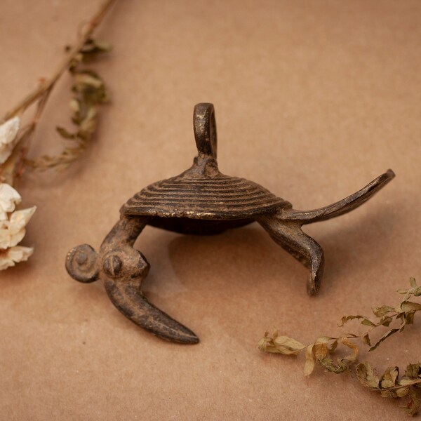 African Pendant, Ethnic Jewelry, Good Luck Amulet, Rustic Pendant, African Bronze, Gan Tribe, Burkina Faso, African Necklace, African Bird