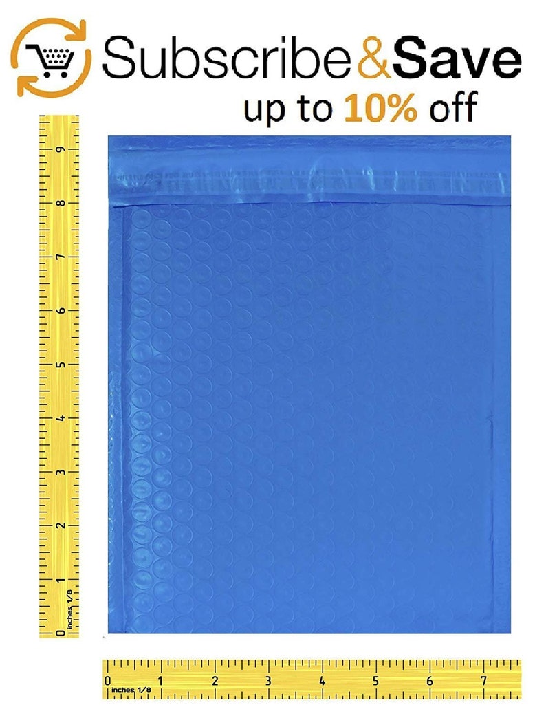 Blue Poly Bubble mailers 6.5 x 9 Padded envelopes 6 12 x 9 Exterior Size 7.5 x 9. Pack of 25 Poly Cushion envelopes