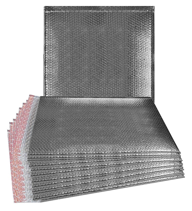 Peel and Seal Thermal Shipping Bags. 10 Pack Thermal Bubble Mailers 24 x 20 XX-Large Metallic Padded Envelopes Cushion Food mailers