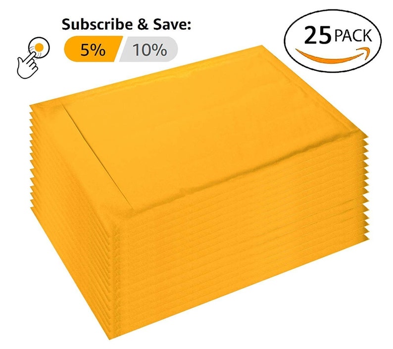 Shipping bags 25 Pack Kraft padded envelopes 7.25 x 11 Kraft Bubble Mailers 7 14 x 11 Peel and Seal Yellow shipping mailers