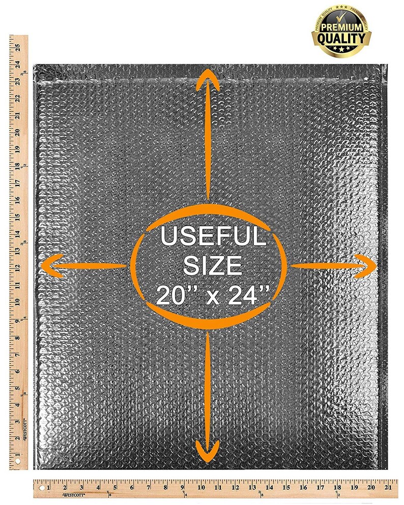 Peel and Seal Thermal Shipping Bags. 10 Pack Thermal Bubble Mailers 24 x 20 XX-Large Metallic Padded Envelopes Cushion Food mailers