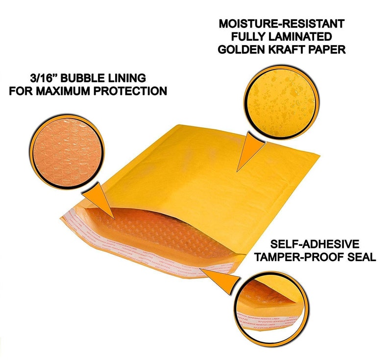 Shipping bags 25 Pack Kraft padded envelopes 7.25 x 11 Kraft Bubble Mailers 7 14 x 11 Peel and Seal Yellow shipping mailers