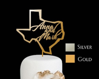 Custom Cake Topper - Texas Cake Topper - Custom Cake Topper -  Wedding Cake Topper - Personalized Cake Topper