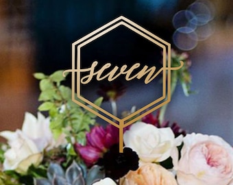 Table Numbers-Gold Table numbers -Hexagon Table Number -Numbers Without the base-Copper Silver Black table Numbers