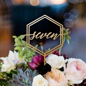 Table Numbers-Gold Table numbers -Hexagon Table Number -Numbers Without the base-Copper Silver Black table Numbers