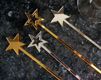 Star Drink stirrers GOLD MIRROR Cocktail accessories-Personalised swizzle stick -Please Enter your phone number in the "NOTE to the seller"