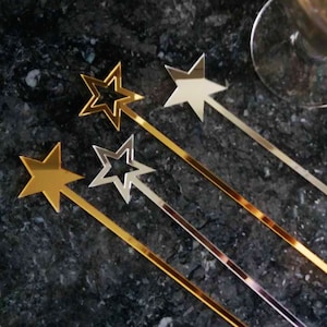 Star Drink Rührer GOLD SPIEGEL Cocktailzubehör-Personalisierter Swizzle-Stick -Bitte geben Sie Ihre Telefonnummer in der &quot;&quot;HINWEIS an den Verkäufer&quot;&quot; ein&quot;