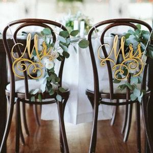 Mr and Mrs Chair Signs - Wooden Wedding Sign - Wedding Chair Signs -Please Enter your phone number in the &quot;NOTE to the seller&quot;