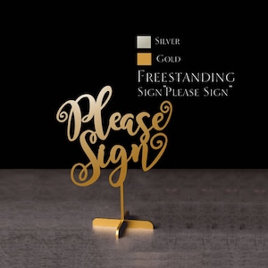 Gold Please Sign Here Sign Wedding Signs, Guest Book Alternative , Laser Cut Wood Decor , Wood Signs