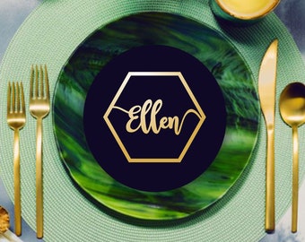 Hexagon Place Names - hexagon wood place cards- hexagon wedding place cards - Please Send your phone number in the &quot;NOTE to the seller&quot;