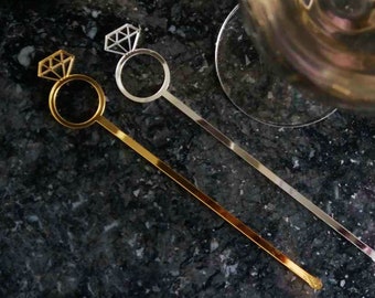 Diamond Ring Cocktail Sticks- Cocktail accessories-Wedding Diamond Geometric Stir-Please Enter your phone number in the "NOTE to the seller"